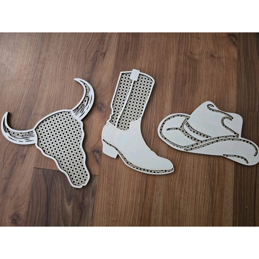 Wesiti 3 Pcs Western Wall Decor Farmhouse Wall Art Cow Skull Cowboy Decor